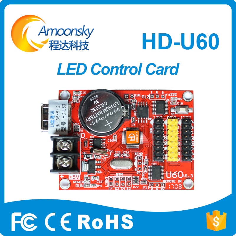 P10 rode kleur led module HD-U60 led matrix controller voor grote display led klok led screen line led kleine meter display