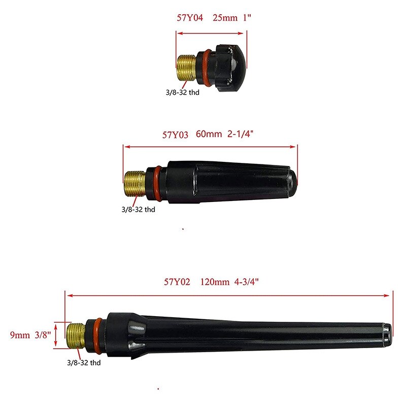 Tig Stubby Gas Lens Collet Body 17GL332 12 13/16Inch Tig Gas Lens Isolator Voor Sr Wp 17 18 26 Tig Lastoorts 9Pcs
