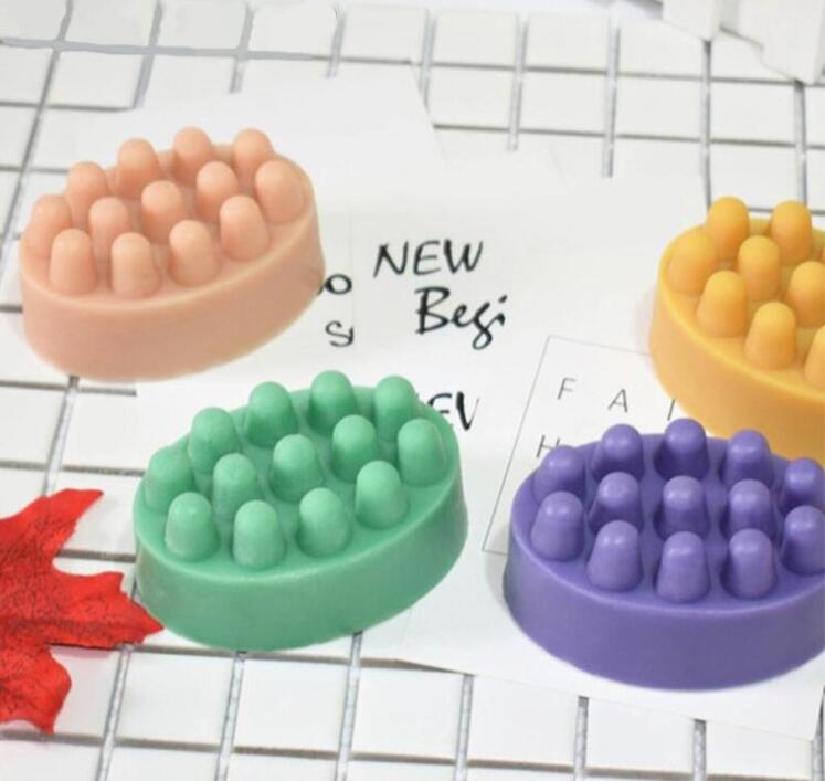 Pr378 massagesæbeform silikoneharpiksform 4 hulrum til gør-det-selv-sæbeform ellipseform aromaterapi massageform  pr378