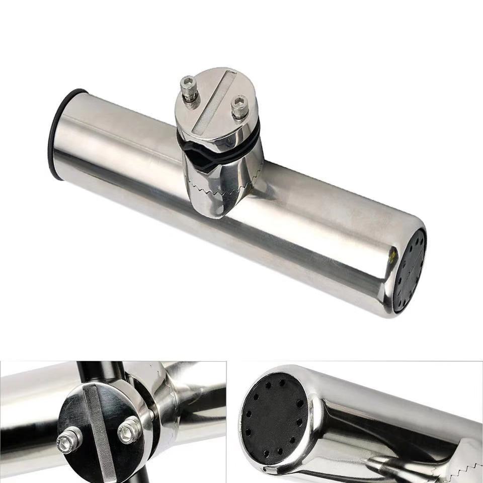 2pcs Fish Rod Holder Marine Stainless Steel Clamp On Fishing Rod Holder Adjustable Boat Fishing Tackle
