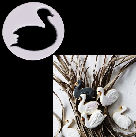 1pc koekjesvormpjes in de vorm van een zwaan van plastic, snoep, taart, gebak, doe-het-zelf, bakdecoratie, mal, fondant, taartvorm, koekjesvorm