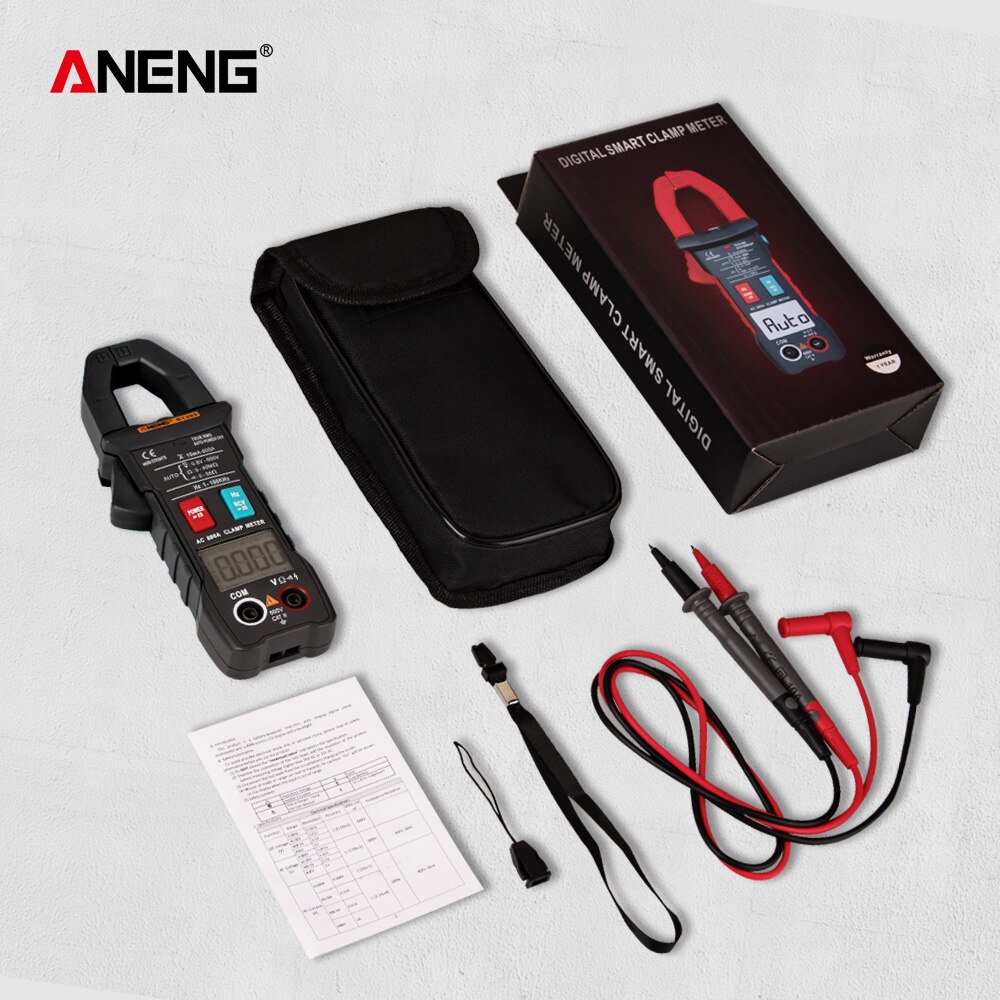 ANENG ST203 Digital Clamp Meter Multimeter 4000counts True RMS Mini Amp DC/AC Clamp Meters voltmeter 400v Automatic Range: black