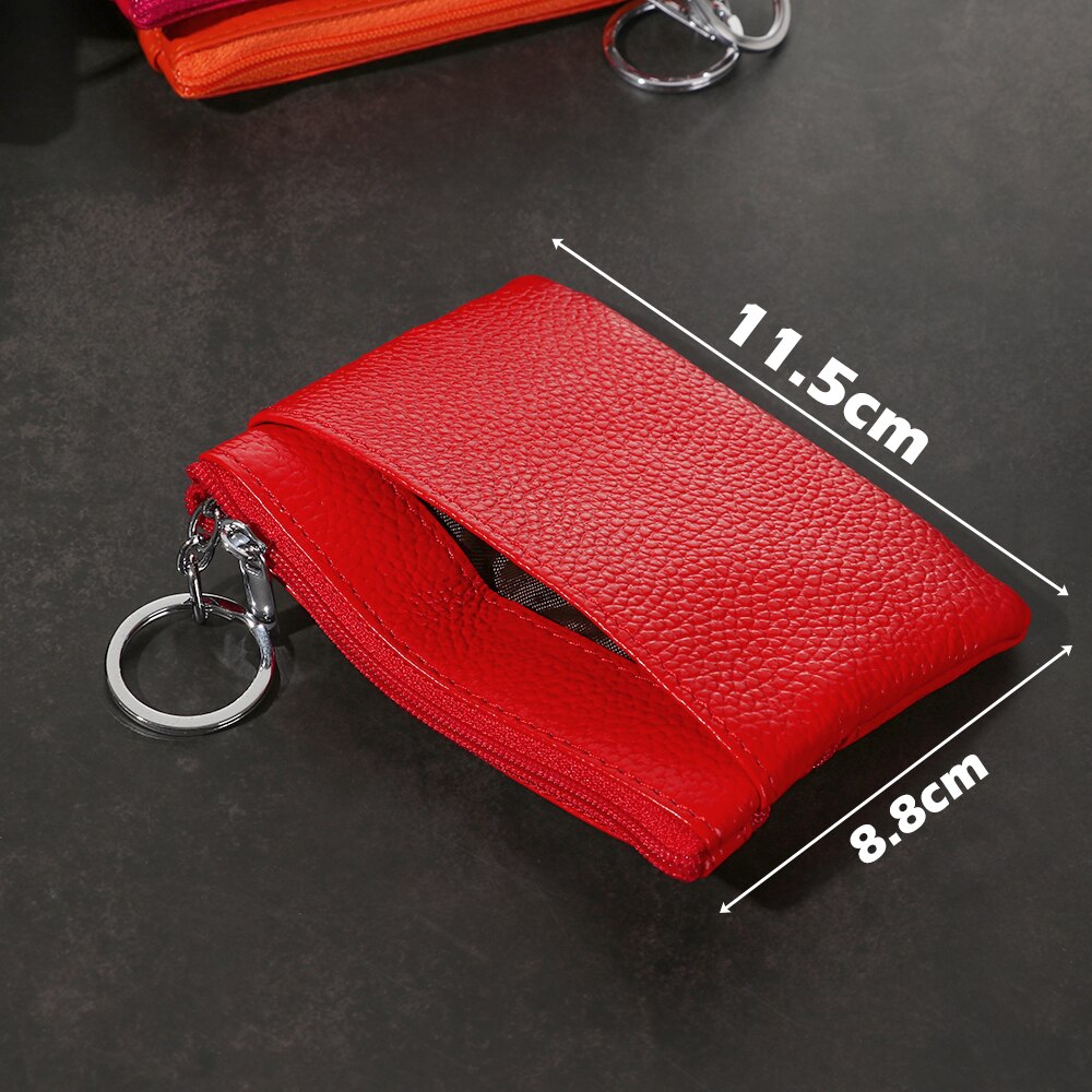 1Pcs Unisex PU Leder Kleine Geldbörse Neue Weiche Feste Kupplung Handtasche Bequem Platz Brieftasche Karte Schlüssel Ring beutel