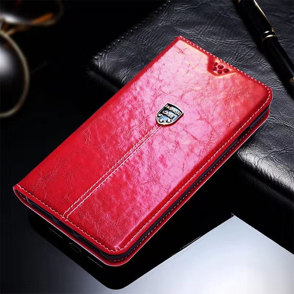 Funda de teléfono para Samsung Galaxy J3 J320F, funda de lujo con tapa, billetera Retro, fundas de cuero para Samsung J3 , funda Coque: EZ  Red