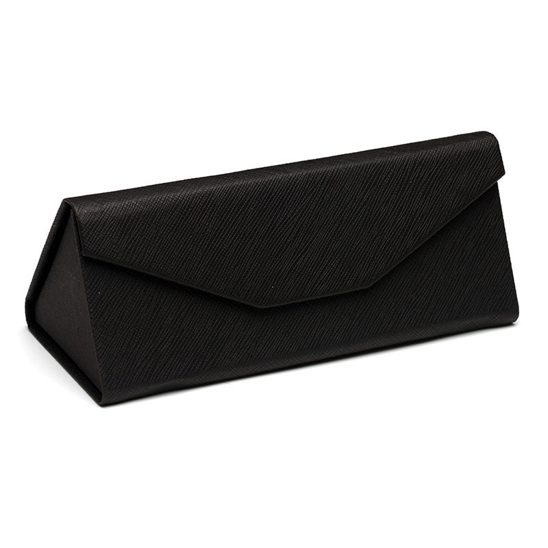 Opvouwbare Zonnebril Geval Vrouwen Spektakel Geval Leesbril Doos Eyewear Driehoek Container Beschermende Covers Zwart Lederen