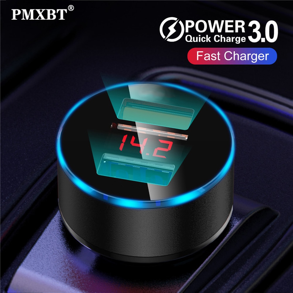 Mini Usb Car Charger Voor Iphone Xr 11 Snelle Auto Telefoon Opladers Snel Opladen Met Led Display 3.1A Dual Usb telefoon Oplader In Auto
