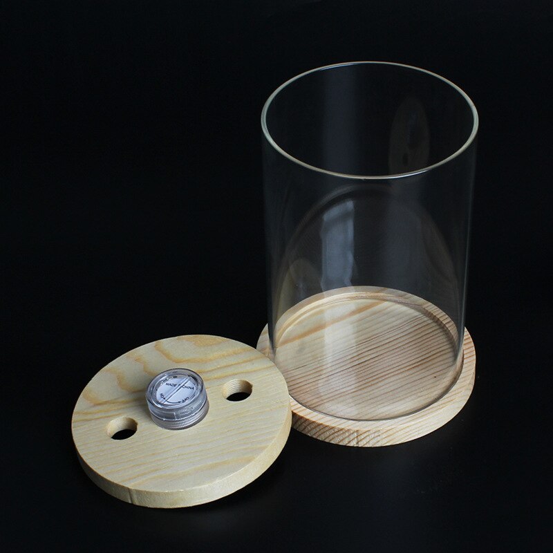Wood High-strength Glass Small Aquarium Round Fish Tank Lazy Desktop Fish Tank Aquarium Fighting FishBowl Solid LED