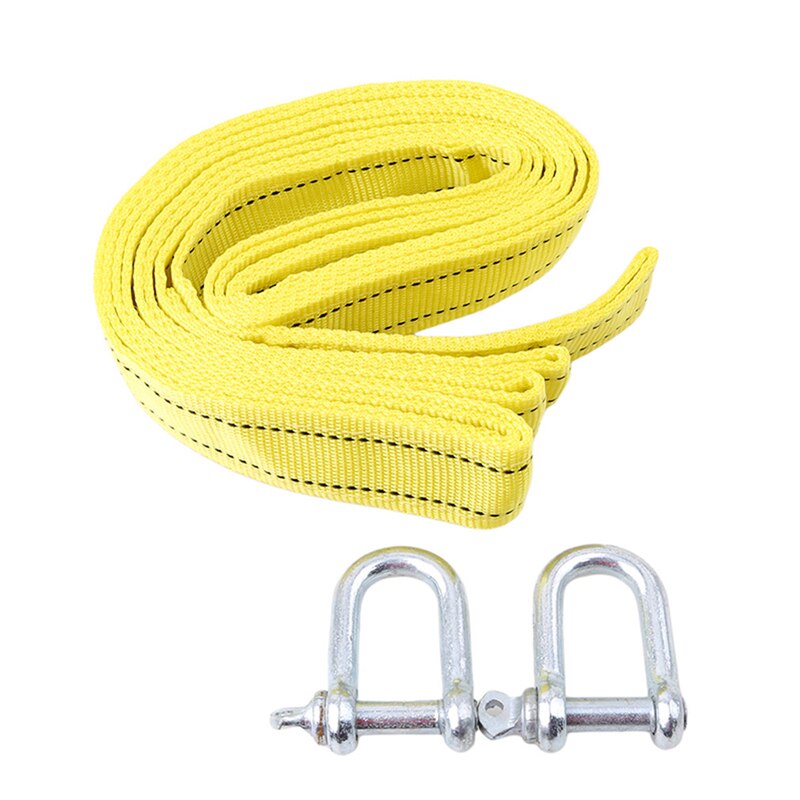 4m Double Thicker Tow Rope Multifunction Yellow Car Accessories Tow Ropes For Car Truck Trailer: U-shaped hook