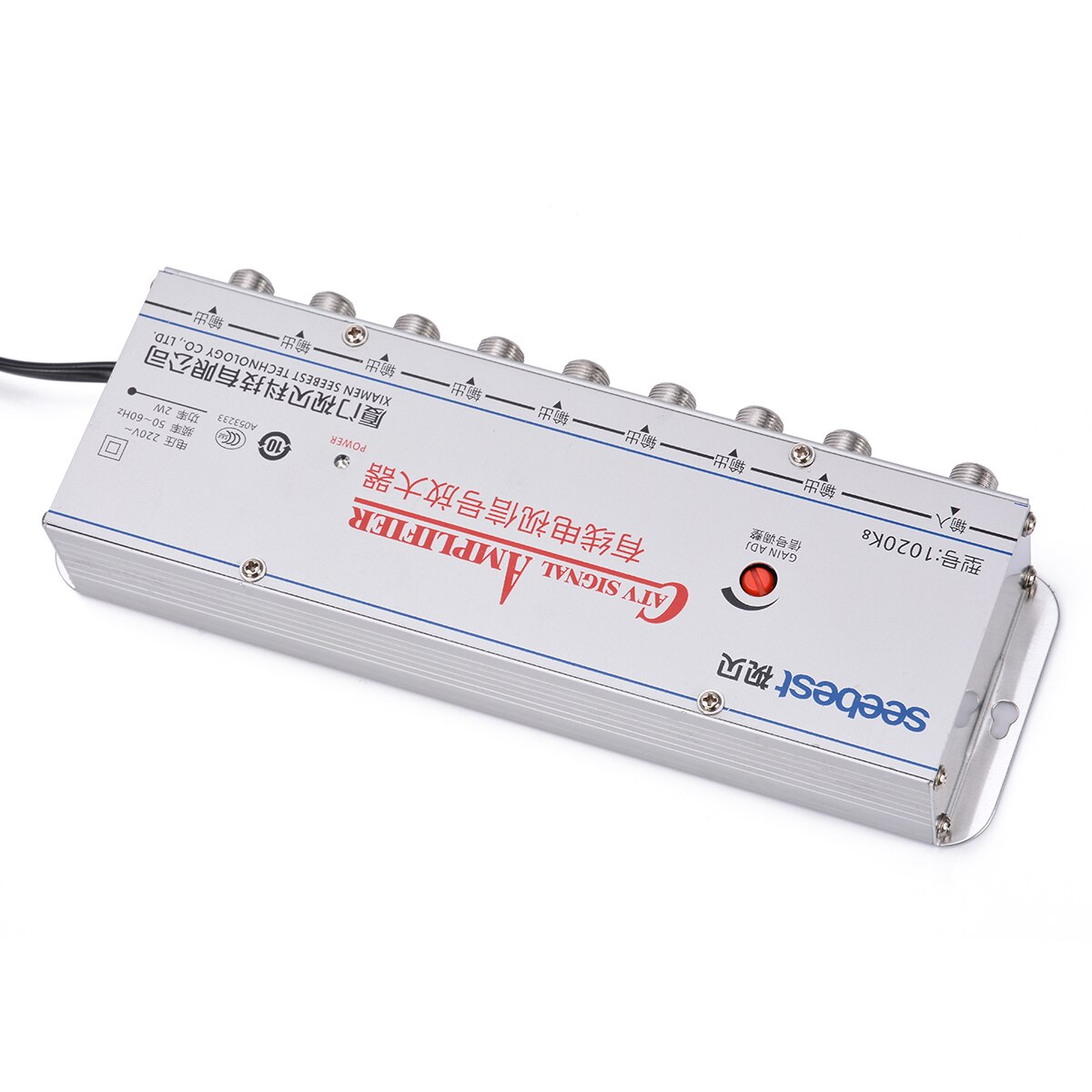 Adjustable 1 In 8 Out CATV TV Signal Amplifier 8 Way 20dB Digital TV Antenna Signal Amplifier Booster Splitter with US Plug