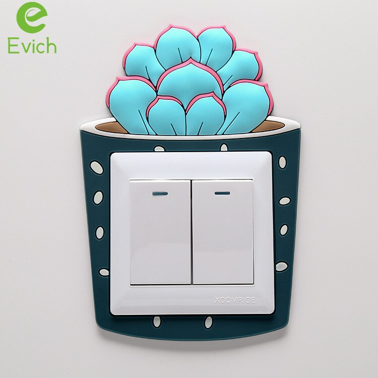 EVICH-pegatinas decorativas para calcomanías luminosas para interruptores, pegatinas de pared, funda protectora para enchufe, cubierta creativa para interruptor de Cactus JK130