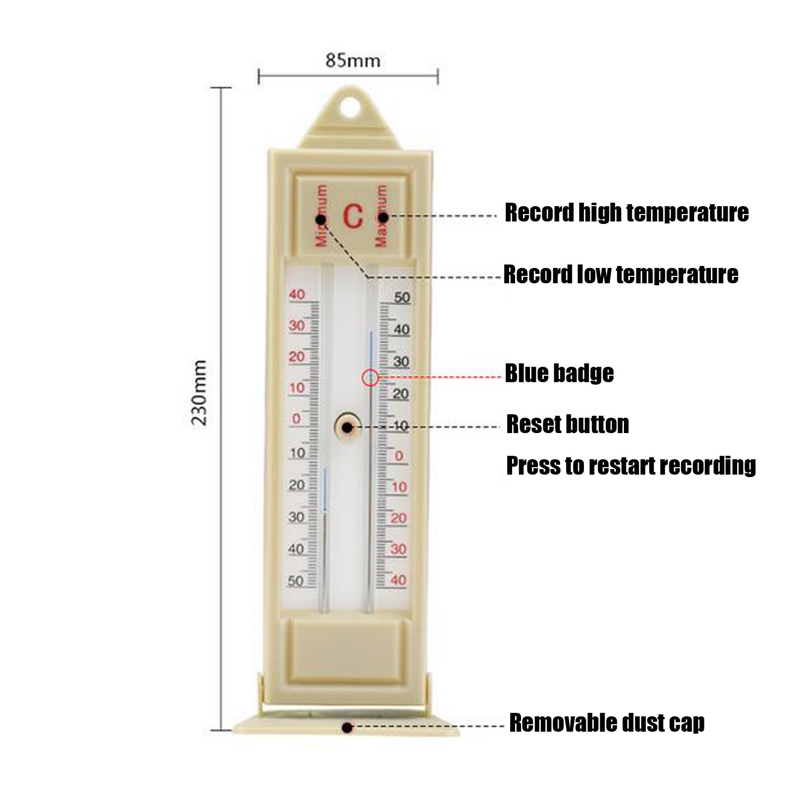 Termómetro máximo y mínimo para interiores y exteriores, Monitor de temperatura de pared para jardín, invernadero, de 40 a 50C, para el hogar, D29