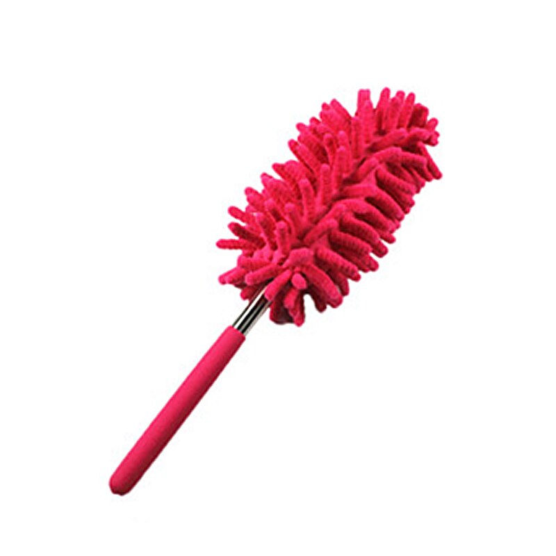 Extensible Telescopic Microfiber Duster House Cleaning Cleaner Long Handle Retractable Duster TI99: Rose Red