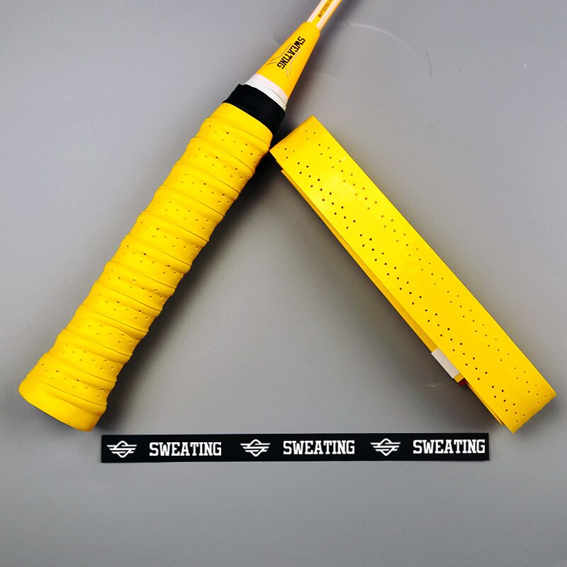 Raquette de Badminton Grip bande raquette à tricoter canne à pêche poignée perforée anti-dérapant absorbant la sueur: Knitting Grip Tape  Yellow