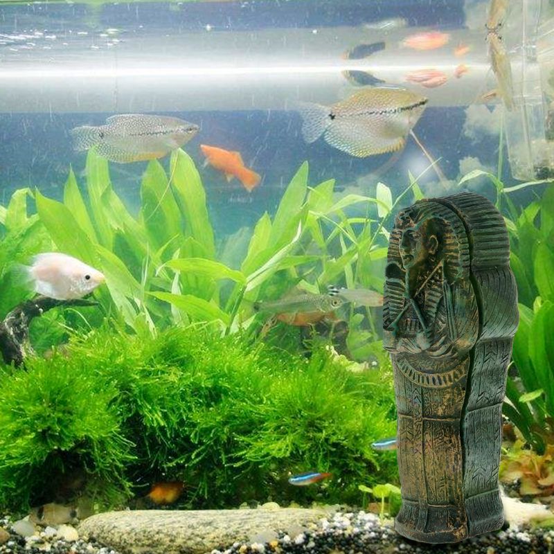 Aquarium momie egypte Aquarium paysage décoration pour Reptile étui cacher jouer ornements résine crâne squelette exquis à la main