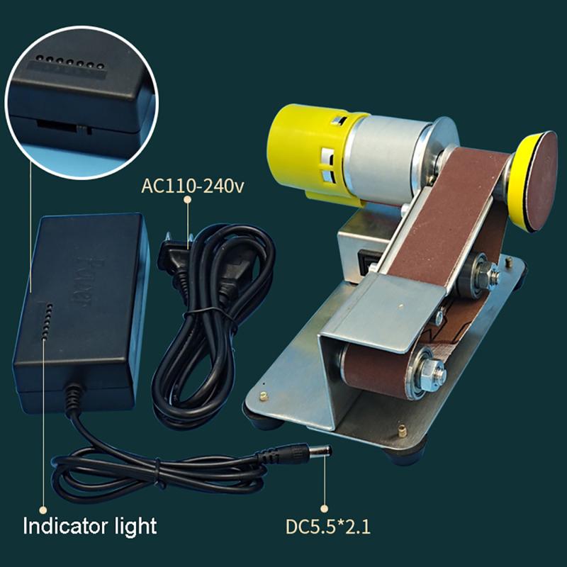 Mini Electric Belt Sander DIY Polishing Grinding Machine Cutter Edges Sharpener Multifunctional Grinder With10PCS Belt 110V