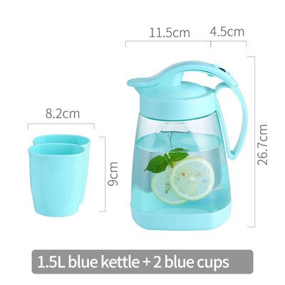 Jarra de agua de PP de gran capacidad, sin BPA, en lugar de agua, hervidor de agua, jarra de bebidas, contenedor de plástico para cocina, suministros de 1.5L: Pot  2 cups Blue