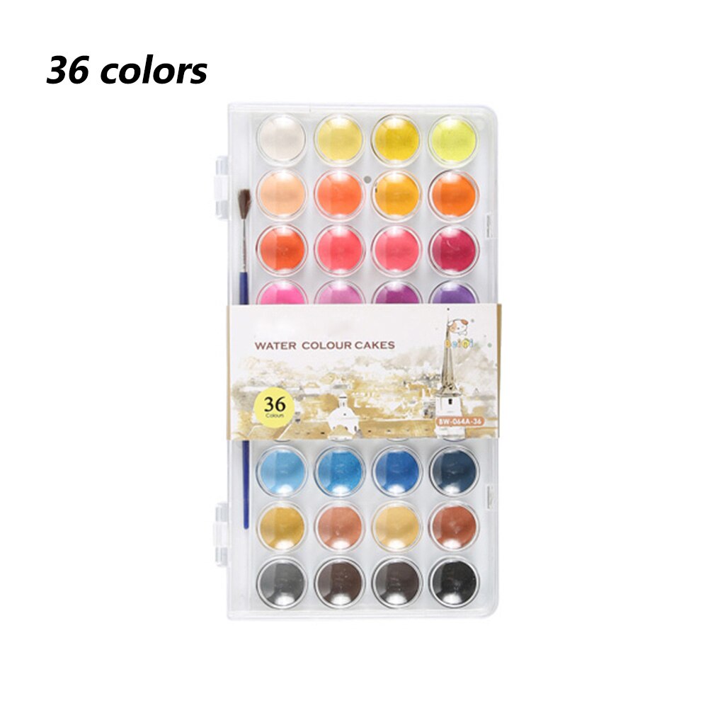 Umitive-Juego de acuarelas portátil para niños, 12/16/28/36 colores, pincel de Color agua, suministros de arte para pintar: 36