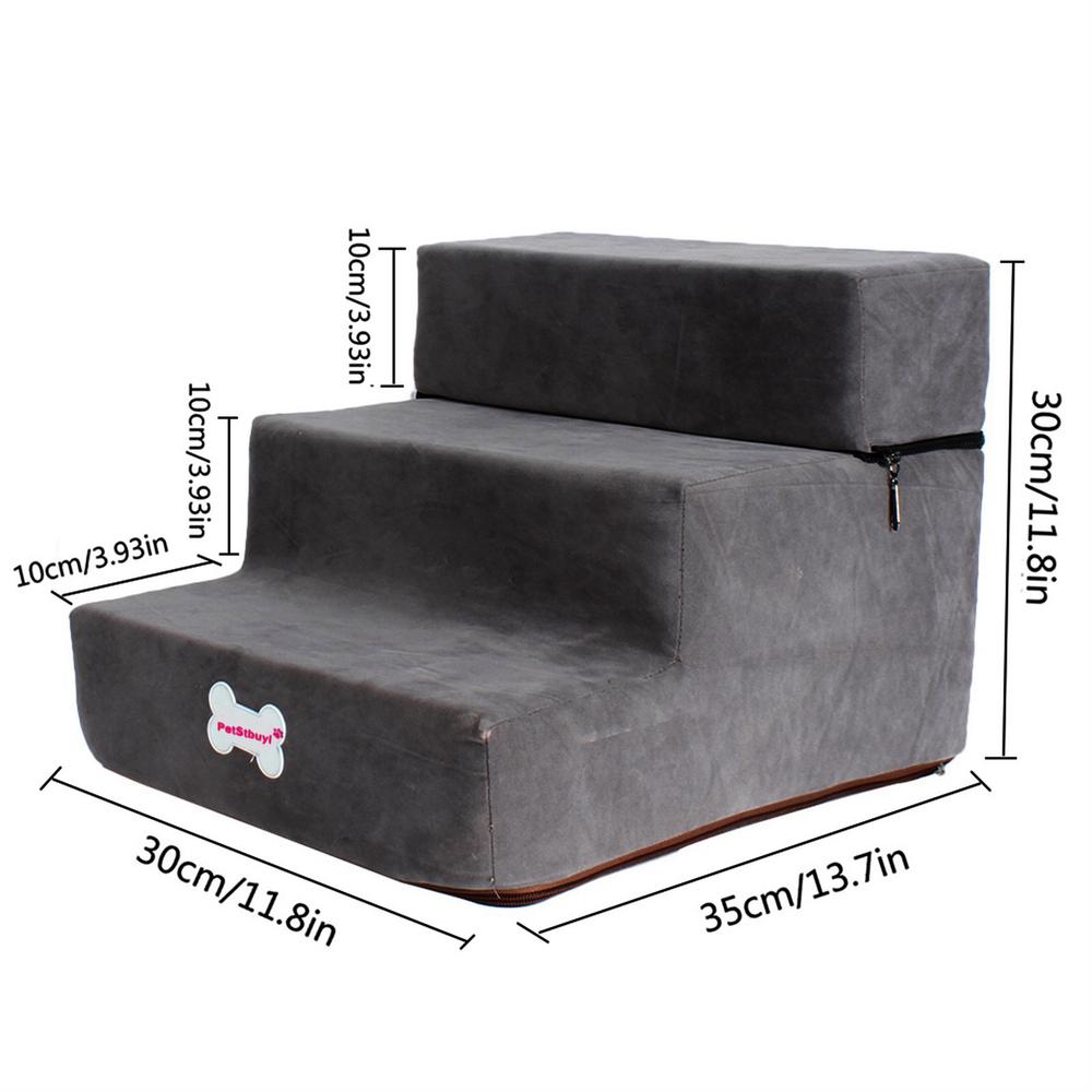 Escalier à 3 Marches pour Petit Chien et Chat, Rampe, Échelle Anti-Alde, 30cm, Fournitures pour Animaux de Compagnie: Gris foncé