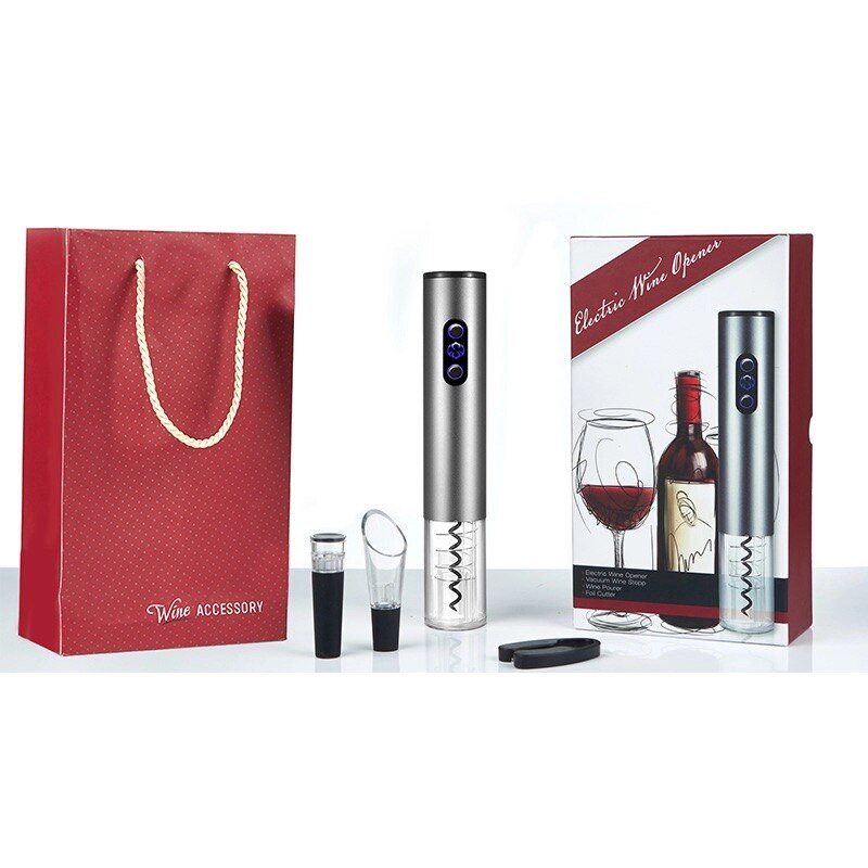 Electric Wine Bottle Opener Set Automatic Corkscrew Red Wine Opener Stopper Pourer Foil Cutter Kit Bar Accessories Year