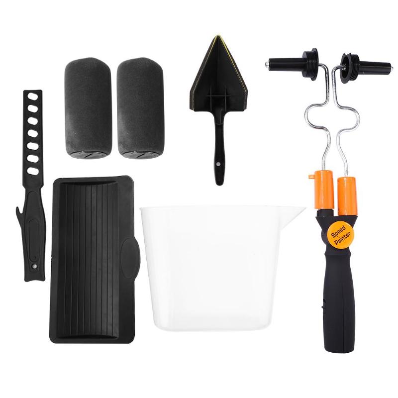 5/8 Uds pintura multifuncional rodillo de corredor pinceles de esquina conjunto DIY pincel decorativo de pared fácil de utilizar pincel de pintura herramientas: 6pcs black