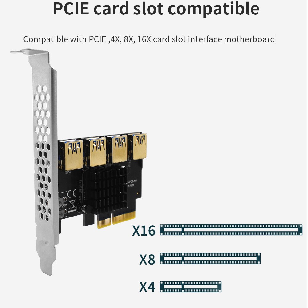 TISHRIC Mining Connectors PCIE Riser 009S/010/010X/011 PCI Express Multiplier PCIE 1 to 4 Riser Expansion Card Add on Cards