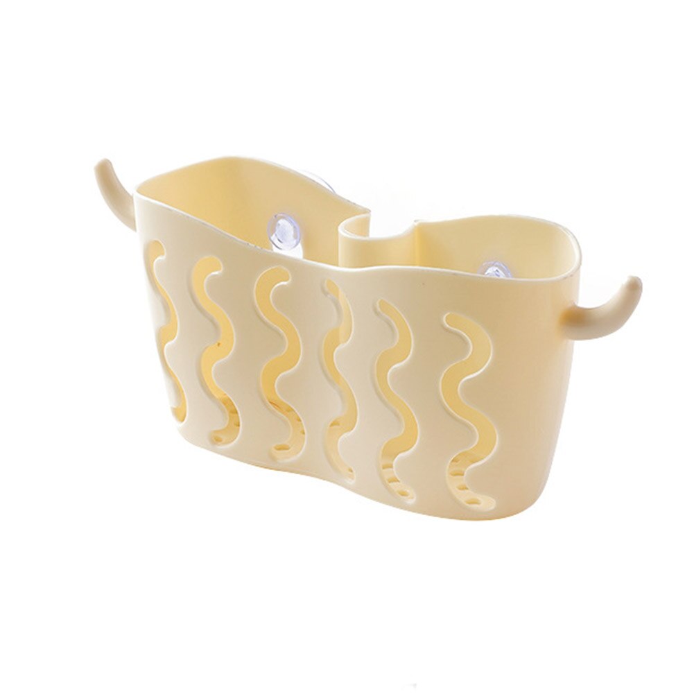 1pc multifunction ventosa cozinha prato pano rack esponja titular banheiro sabão de armazenamento cabide fixado na parede organizador filtro: Beige