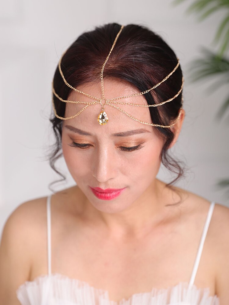 Accesorios de boda Vintage, cadena de cabeza plateada y dorada, joyería Bohemia para el cabello, diadema para fiestas para mujeres, corona, tocado nupcial