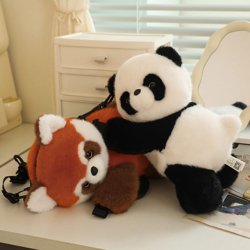 Pulsera de peluche con forma de Panda pequeño para niñas, muñeco de peluche de animales Kawaii, bolsa de decoración