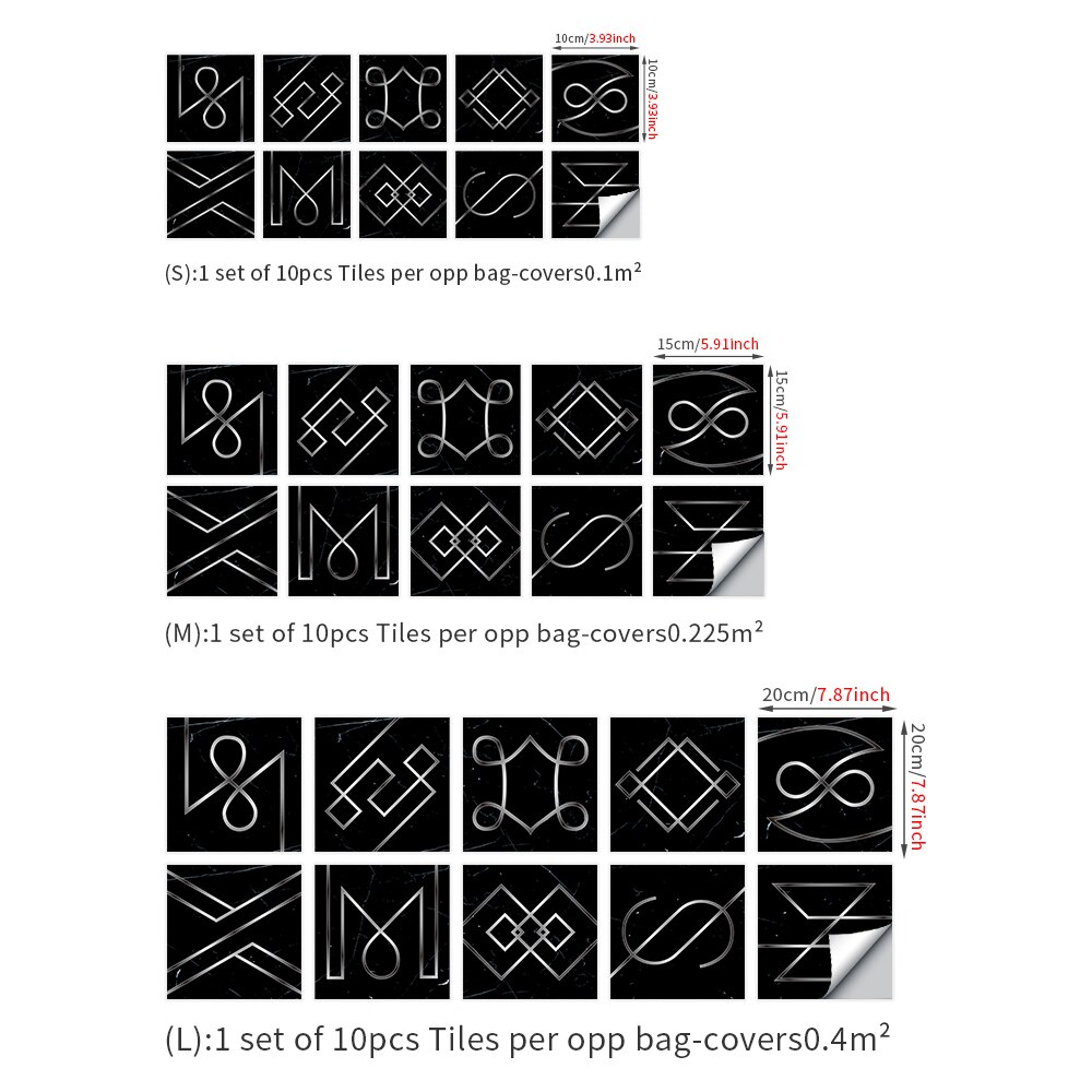 European style light luxury imitation tile wall stickers self-adhesive pvc wall stickers rental house renovation kitchen wallpap: 20x20cmx 10pcs