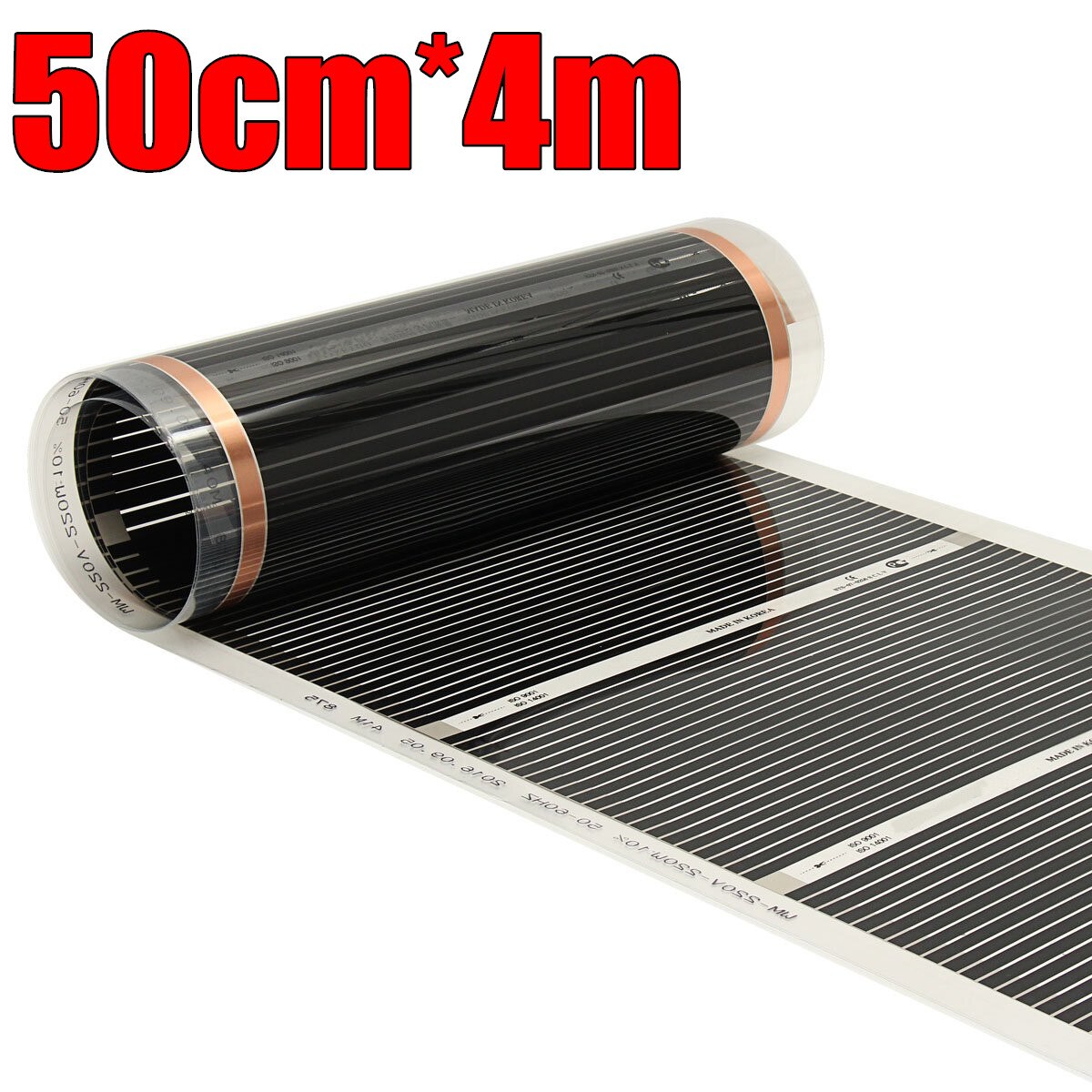 60Degree 50cmx2/4/6m Electric Home Floor Infrared Underfloor Heating Warm Film Mat: B50cmX4m