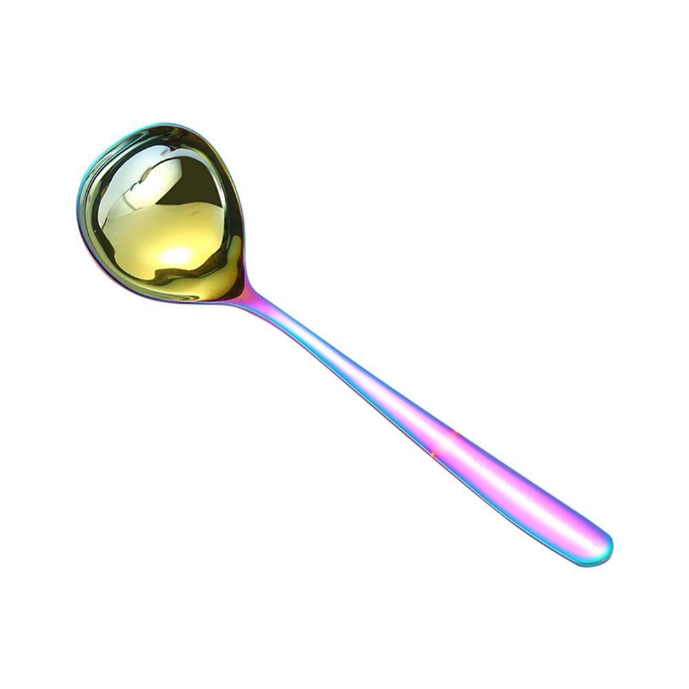 304 colher de aço inoxidável byddhism sopa molho longo lidar com metal talheres colheres grande casa para utensílios domésticos cozinha louça: ROXO