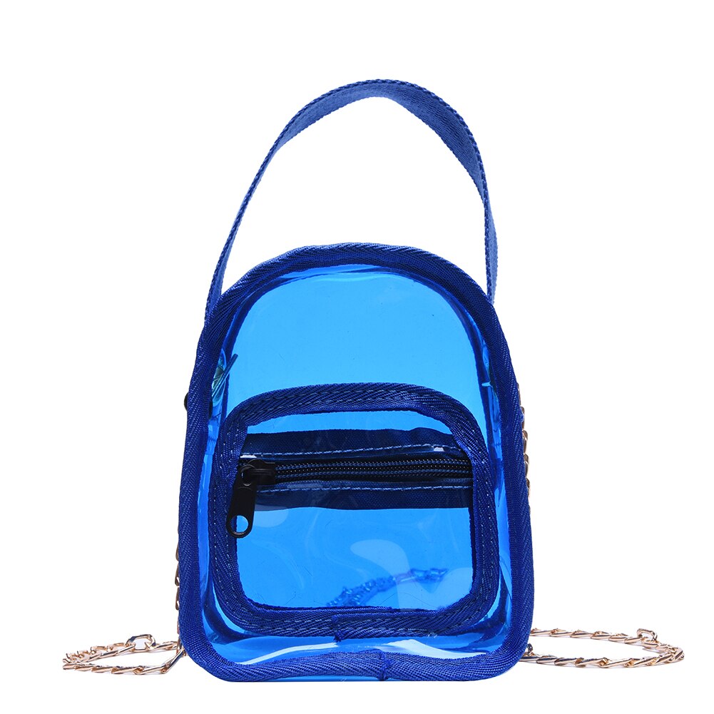 PVC transparente Mujer Crossbody bolsas de mensajero de hombro Jelly pequeña cadena transparente PVC mujeres Messenger Clutch Bag: Azul