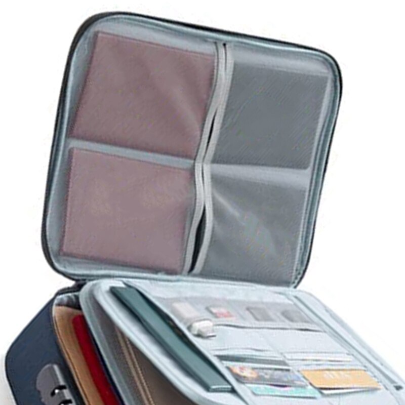 Important File Pocket Holder,Document Organizer Box,Oxford Waterproof Document Storage Bag with Safe Code Lock