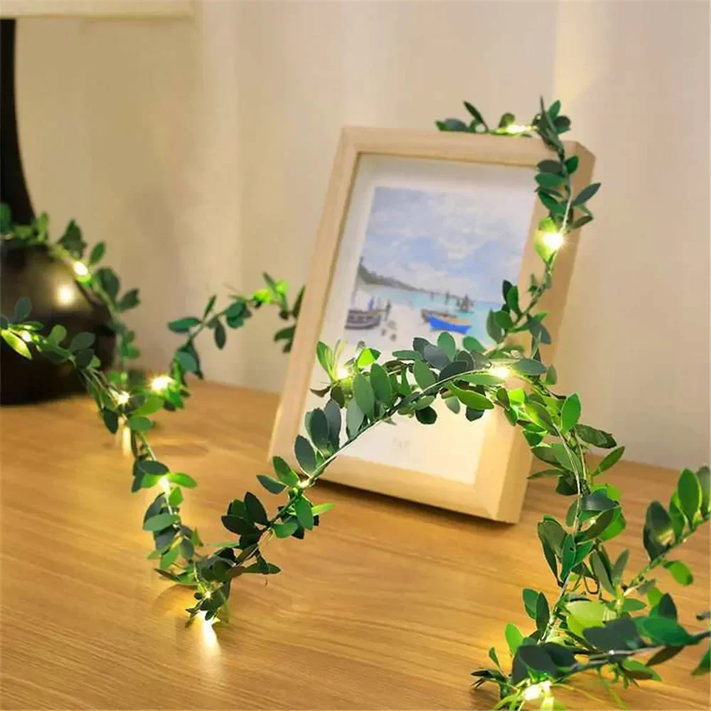Casamento pendurado guirlanda luz da corda artificial lvy led stringlight para o quarto festa de casamento jardim parede sala alimentado por bateria
