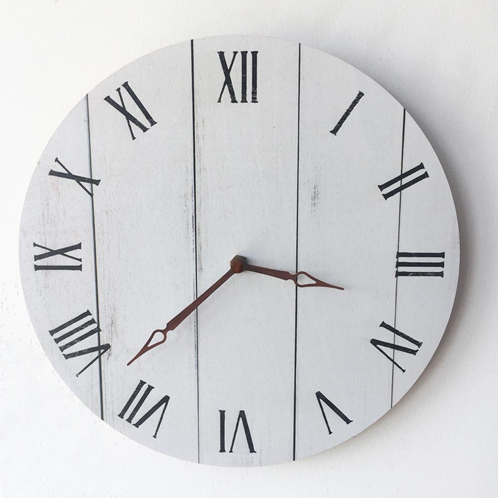 Minimalistisk vægur retro nordisk moderne stue træ timer vintage træ korn hængende reloj de pared køkken dekoration: Wc2027