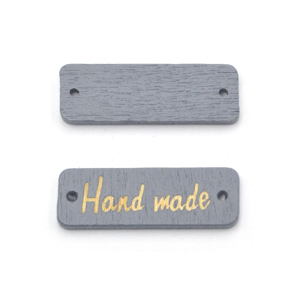 KALASO 50Pcs Wooden Handmade Label Tags Sewing 2 Holes Gray Color Buttons Clothing custom label DIY Crafts Supplies Decor