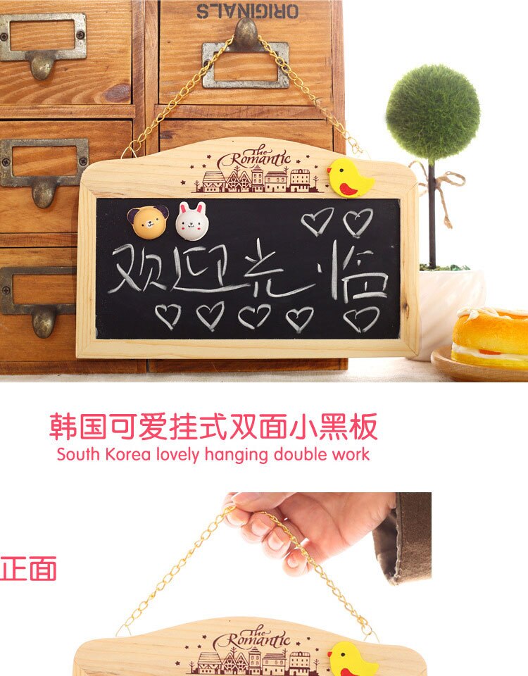 Hanging double-sided magnetic mini wooden message board notice promotional advertising hanging message board