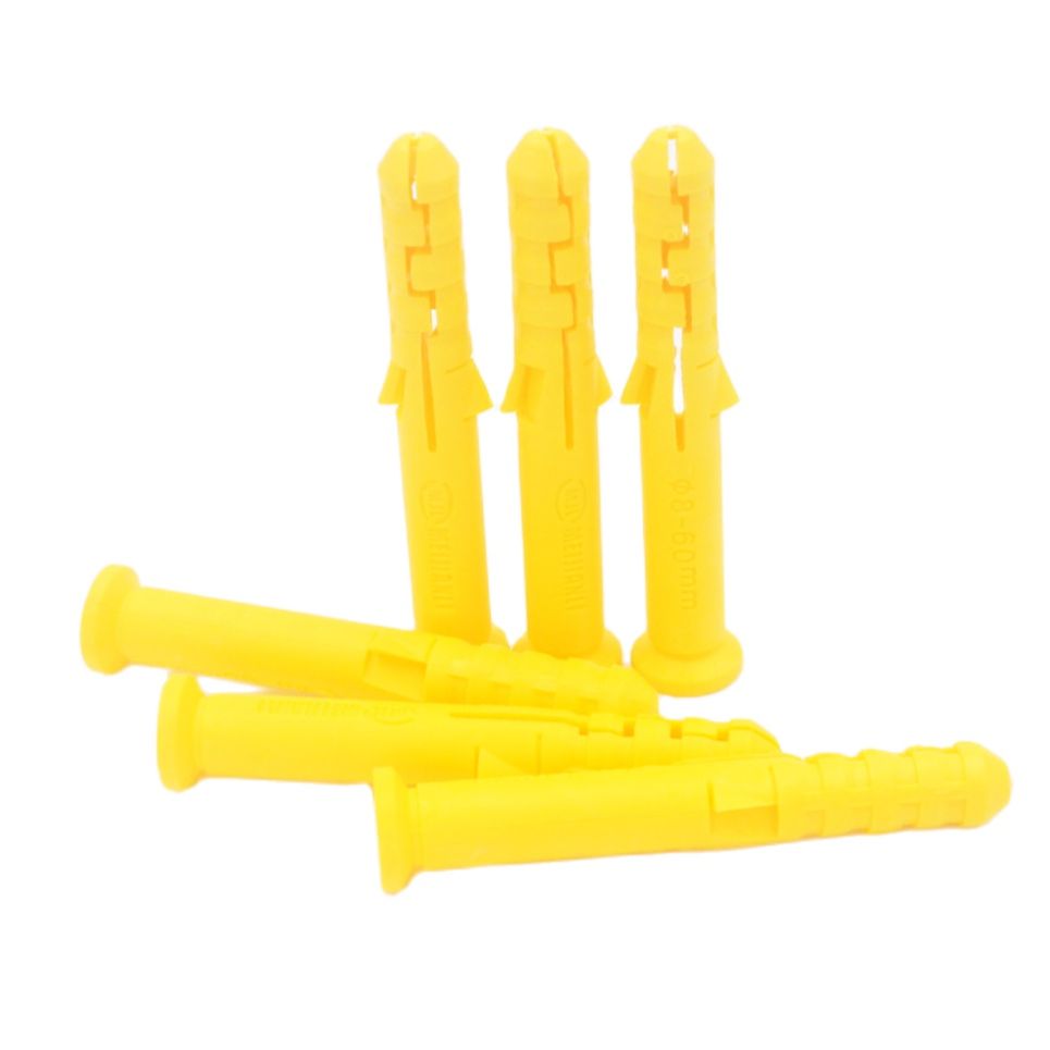 Ribbet plastankervegg plast ekspansjonsrør rør veggplugger gipsskrue 50 stk 8 x 60mm