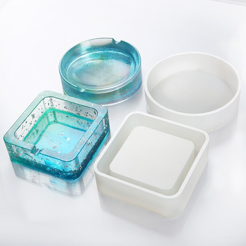 Transparent Silicone Round square ashtray mould DIY Epoxy Jewelry Mold resin molds for jewelry making