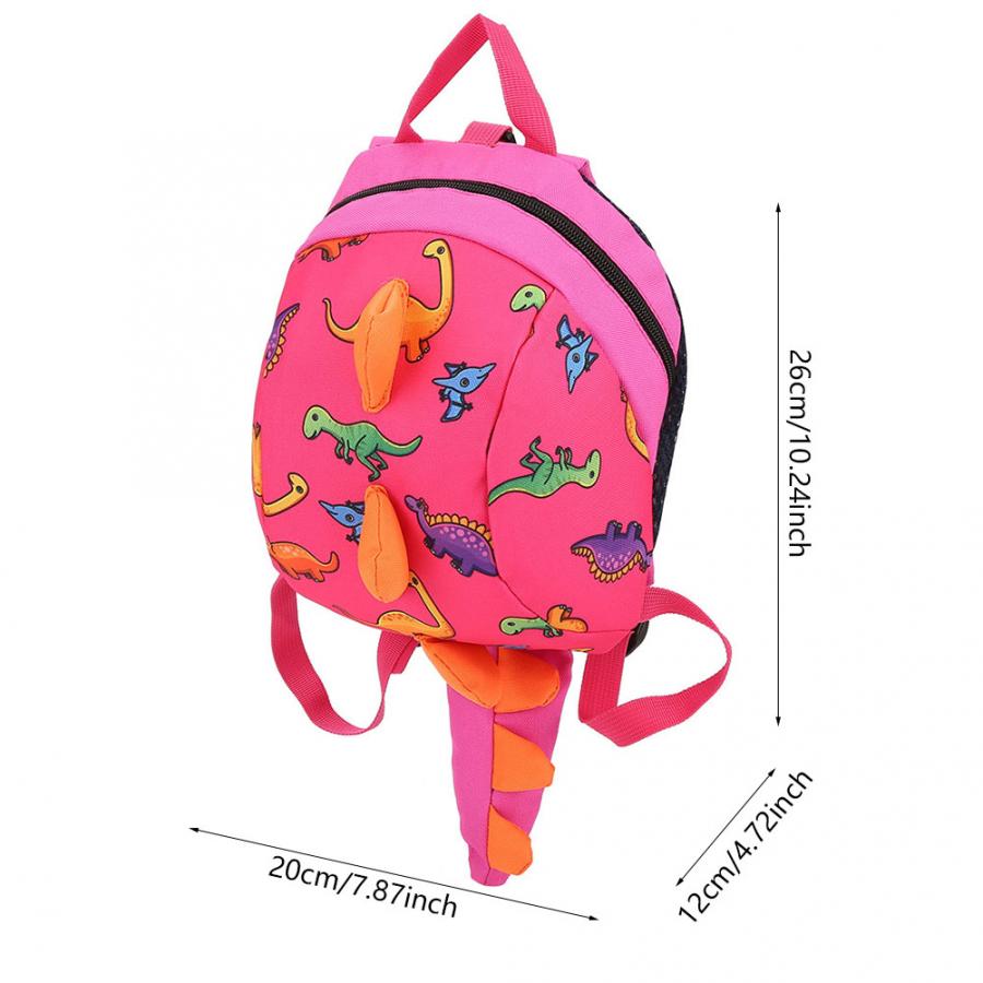 Baby seler dinosaur rygsæk børn børn toddler taske tegneserie rygsæk til førskole drenge piger dinosaur print rygsæk: Lyserød