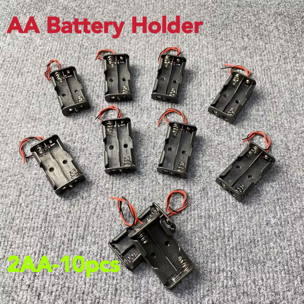 5-10PCS AA Power Battery Storage Case Holder Storage Box Multi Purposes DIY AA Battery Holder LR6 Container With Lead Cables: black