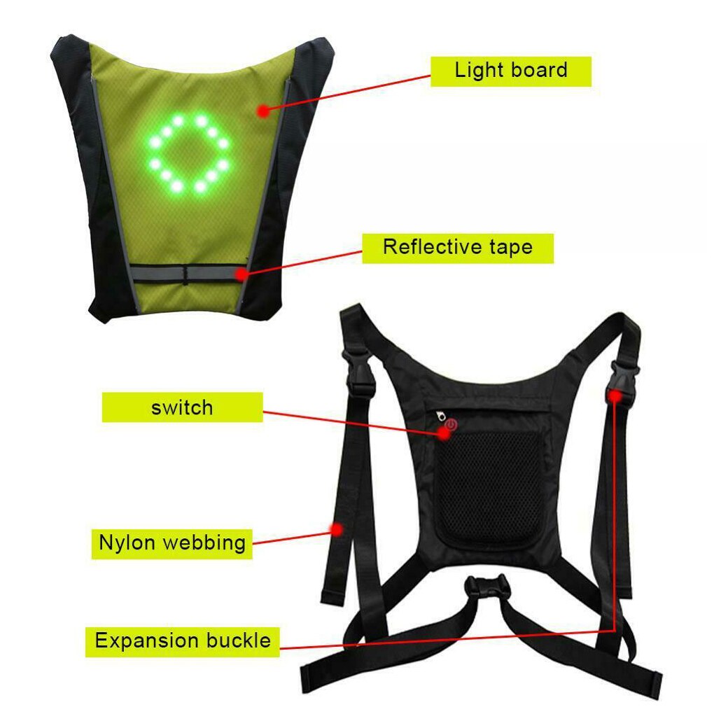 LED Radfahren Weste Nacht Radfahren Fernbedienung Fahrrad Kleidung mit LED Schalten Licht Anzeige