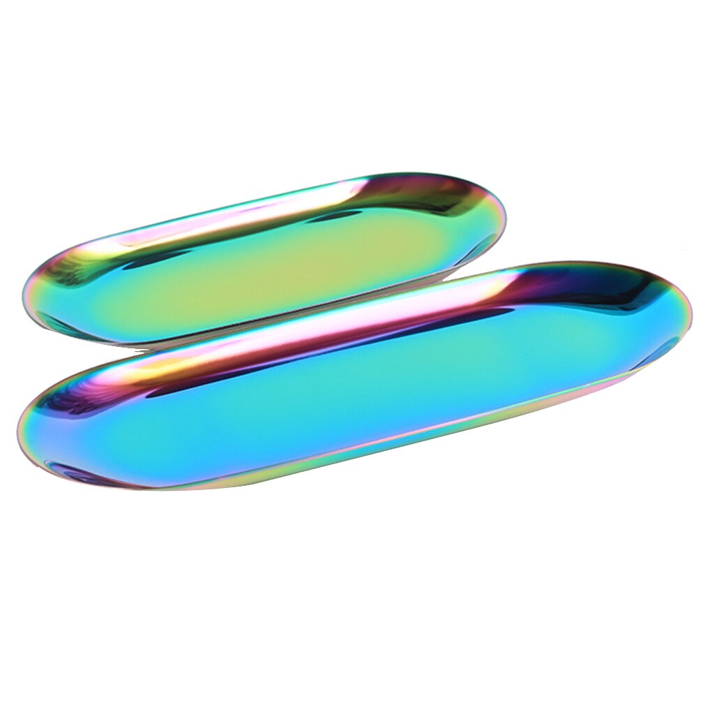 Metal Storage Tray Towel Plate Oval Stainless Steel Jewelry Tray Small Items Dessert Dish Plate Decorative Article