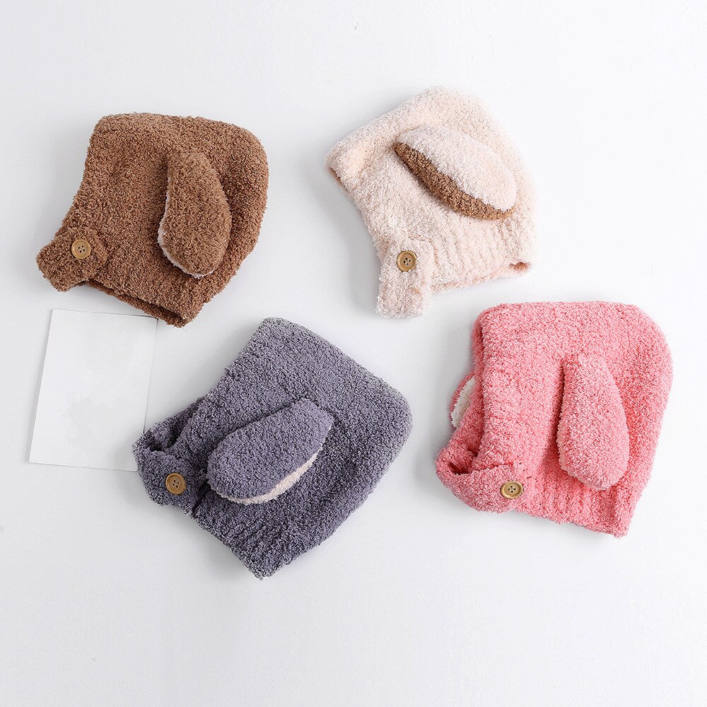 Vinter stil børns søde kanin tykkere strikkede hatskullies cap beanie hat til barn dreng og pige 02