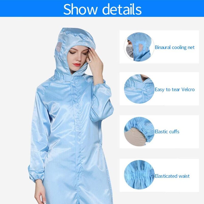 Herbruikbare Overall Voor Vrouwen Meisjes Beschermende Kleding Met Kap Isolatie Pak Met Rits Anti-Statische Lab Overall Werkkleding