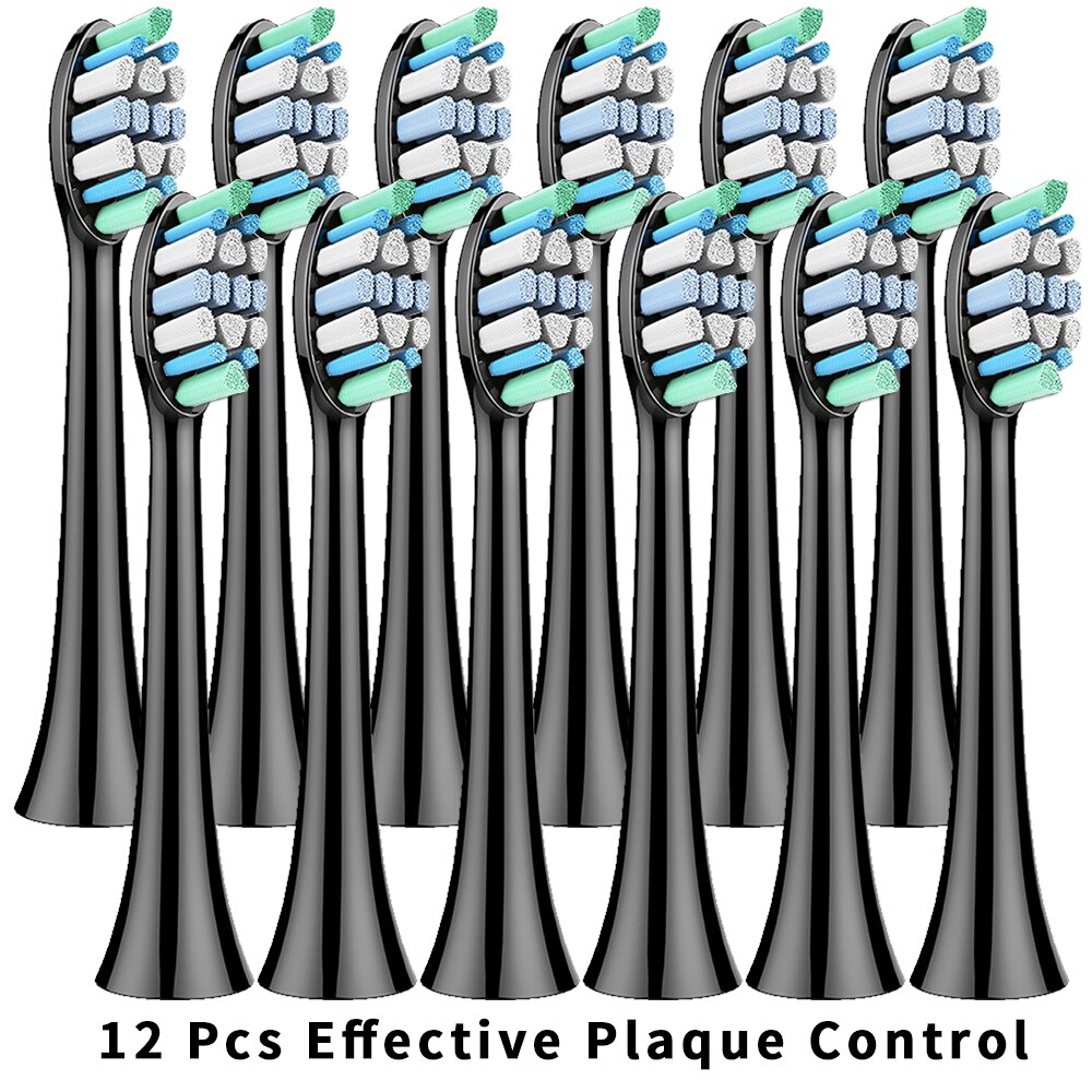 Replacement Toothbrush Heads Compatible with Phillips Sonicare Fits 2 Series 3 Series Plaque Control DiamondClean FlexCare: 12Pcs-BK-Plaque