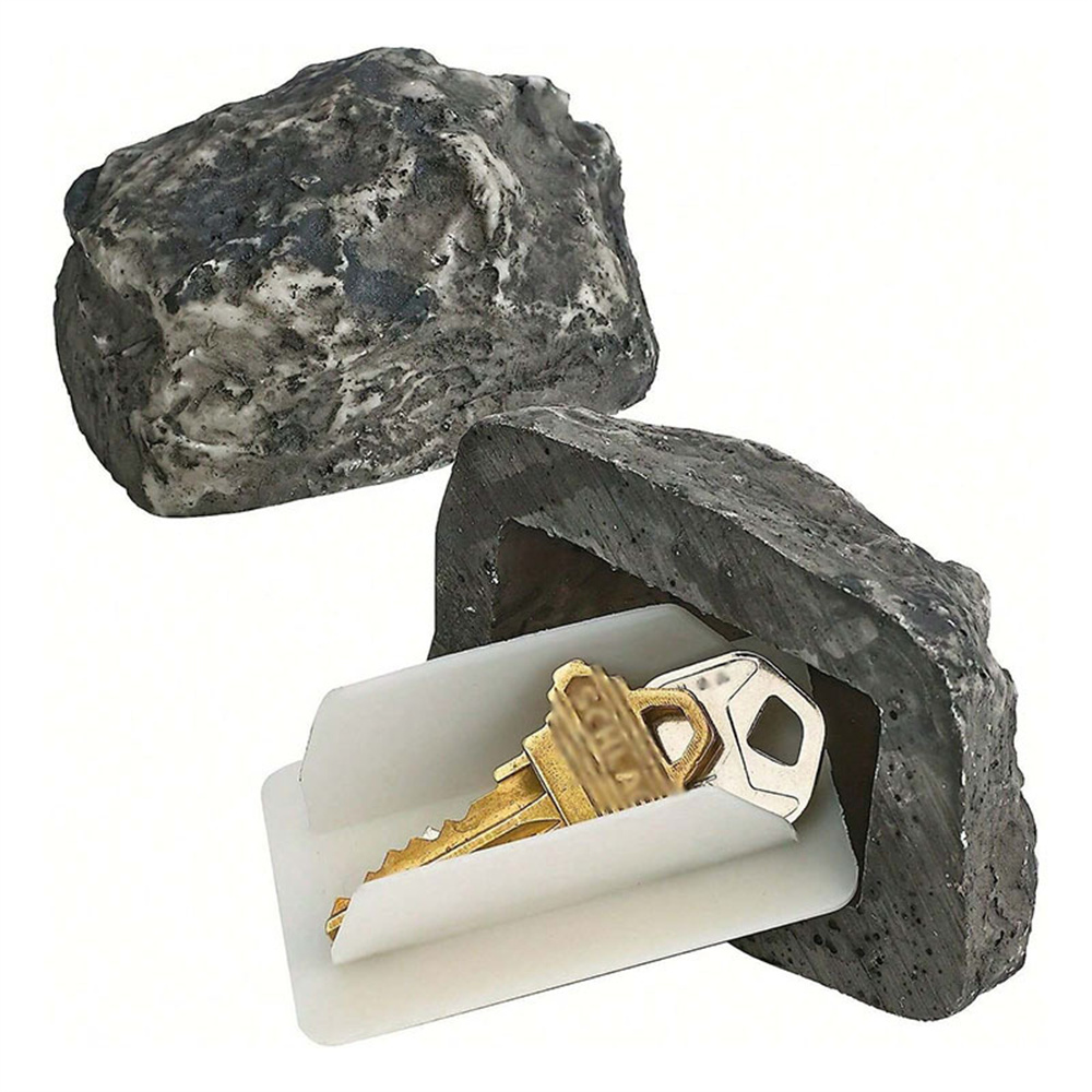 Rectangle Stocked Storage Box for Outdoor, Spare Key House, Safe Hidden Hide, Security Rock Stone Case, Sundries Key Box