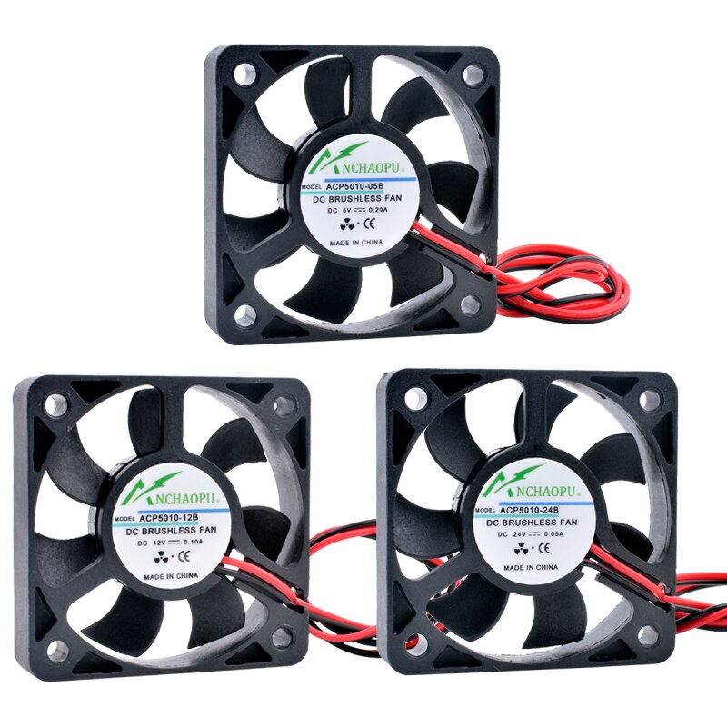 ACP5010 5cm 50mm fan 50x50x10mm DC5V 12V 24V 2pin Cooling fan suitable for micro-chassis router inverter power supply charger