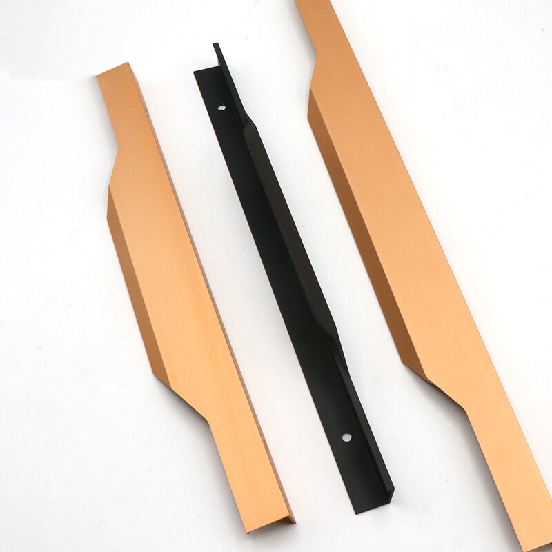 Gold Edge handle Black long handle No groove Drawer pulls Furniture wardrobe doorknob Kitchen bathroom cabinet hardware 30-150cm