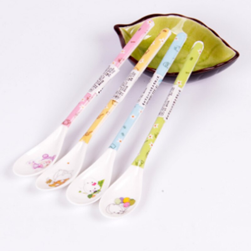 Łyżka robić karmienia dziecka dziecięca zakrzywiona długa zastawa stołowa żywność dla niemowląt łyżka robić zupy przeciw poparzeniom zastawa stołowa 4 styl dzieci